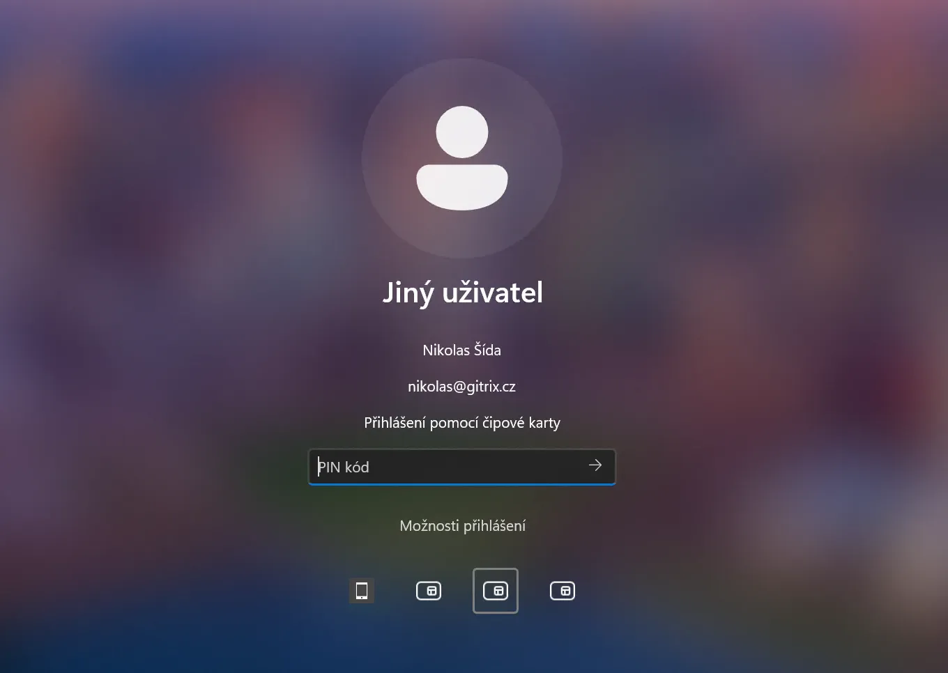 Přihlášení kartou po změně hesla