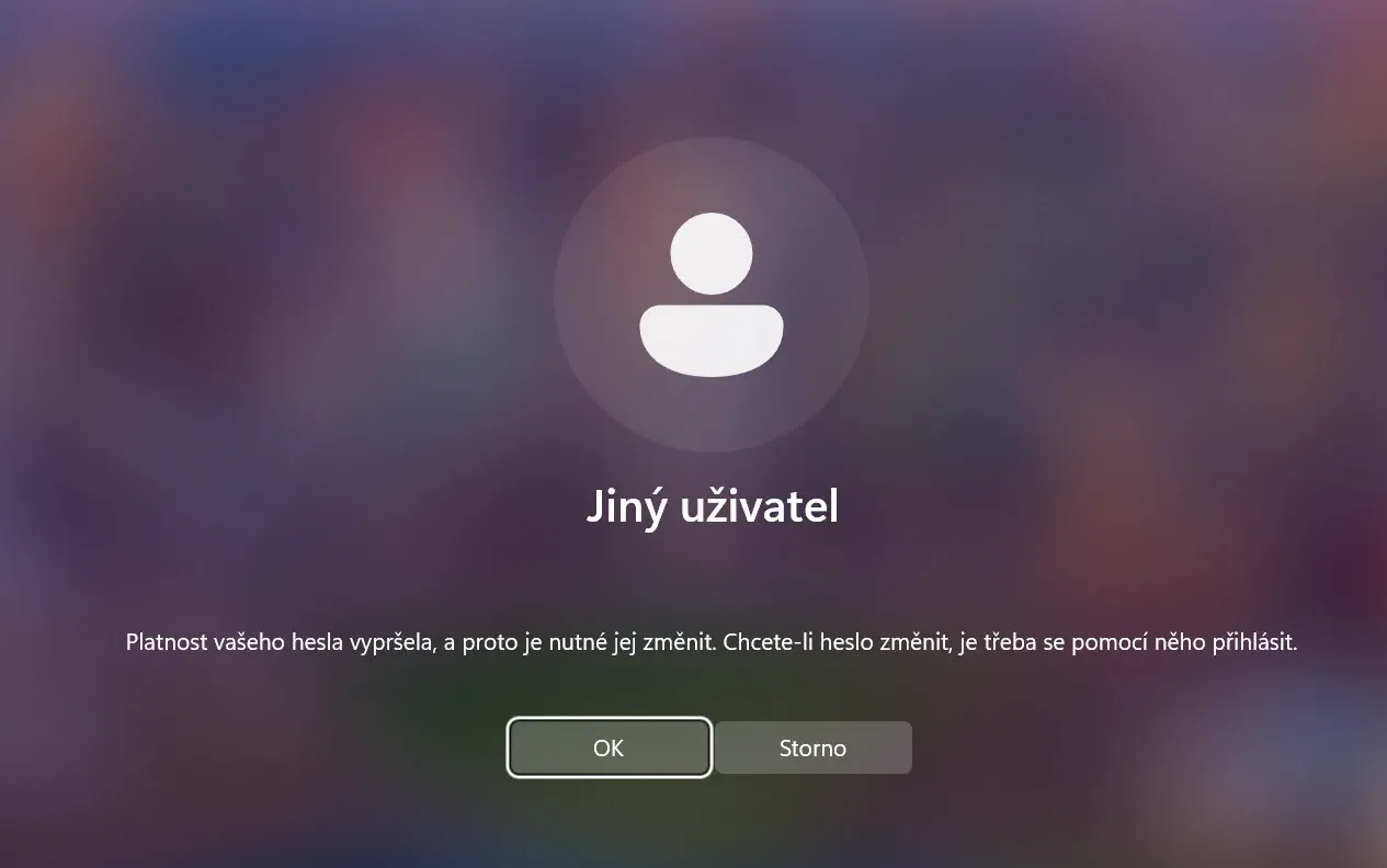 Informace o nutné změně hesla