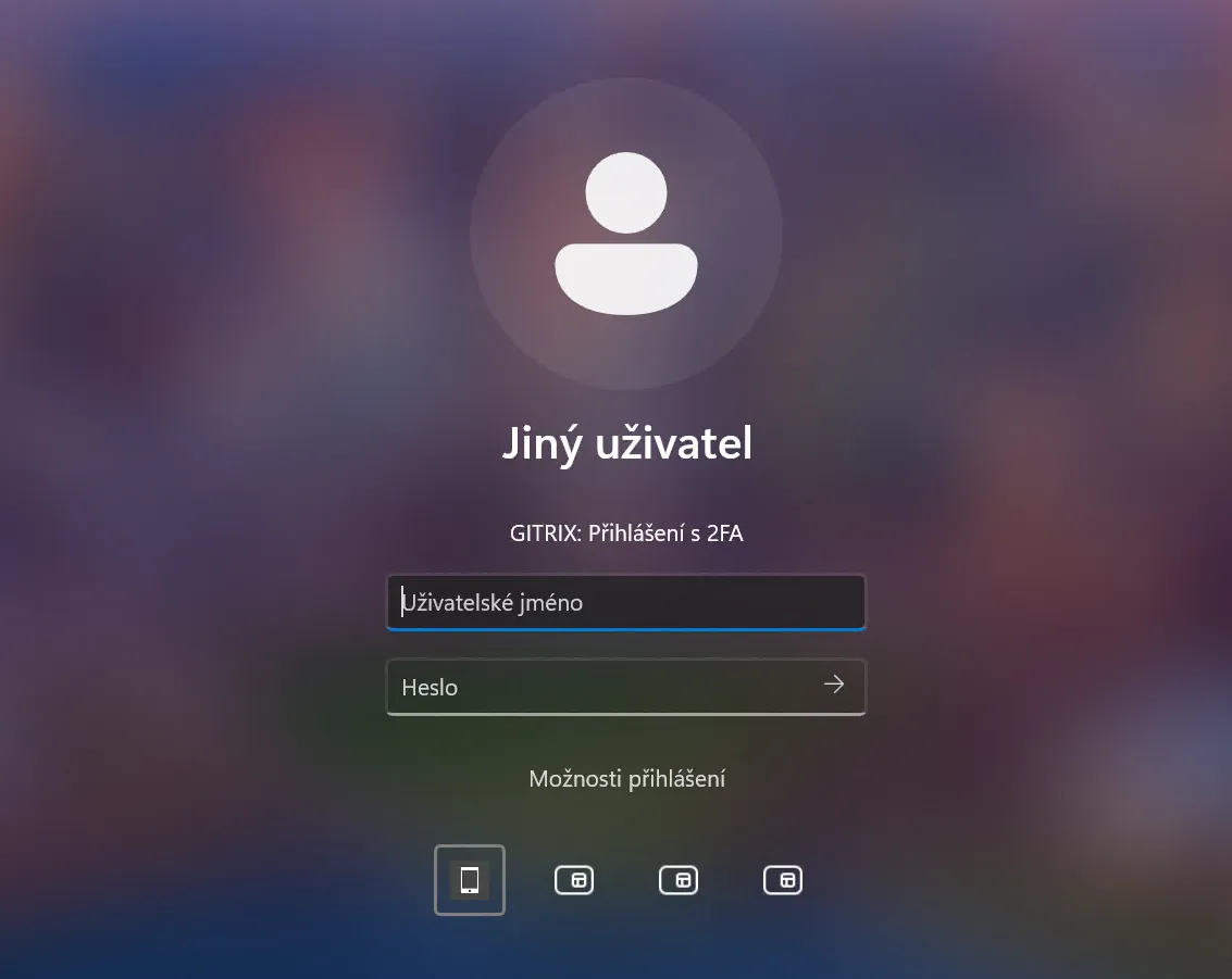 Volba přihlášení pomocí GITRIX 2FA
