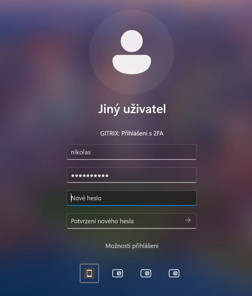 Formulář pro nastavení nového hesla