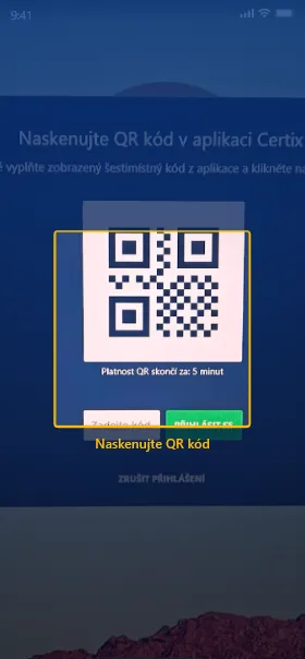 Načítání QR kódu pomocí fotoaparátu v aplikaci GITRIX