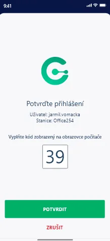 Potvrzení PUSH ověření
